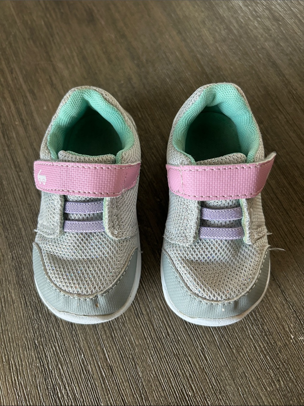 Ryder Adapt Light Gray and Pink Shimmer Kids Velcro Sneakers.